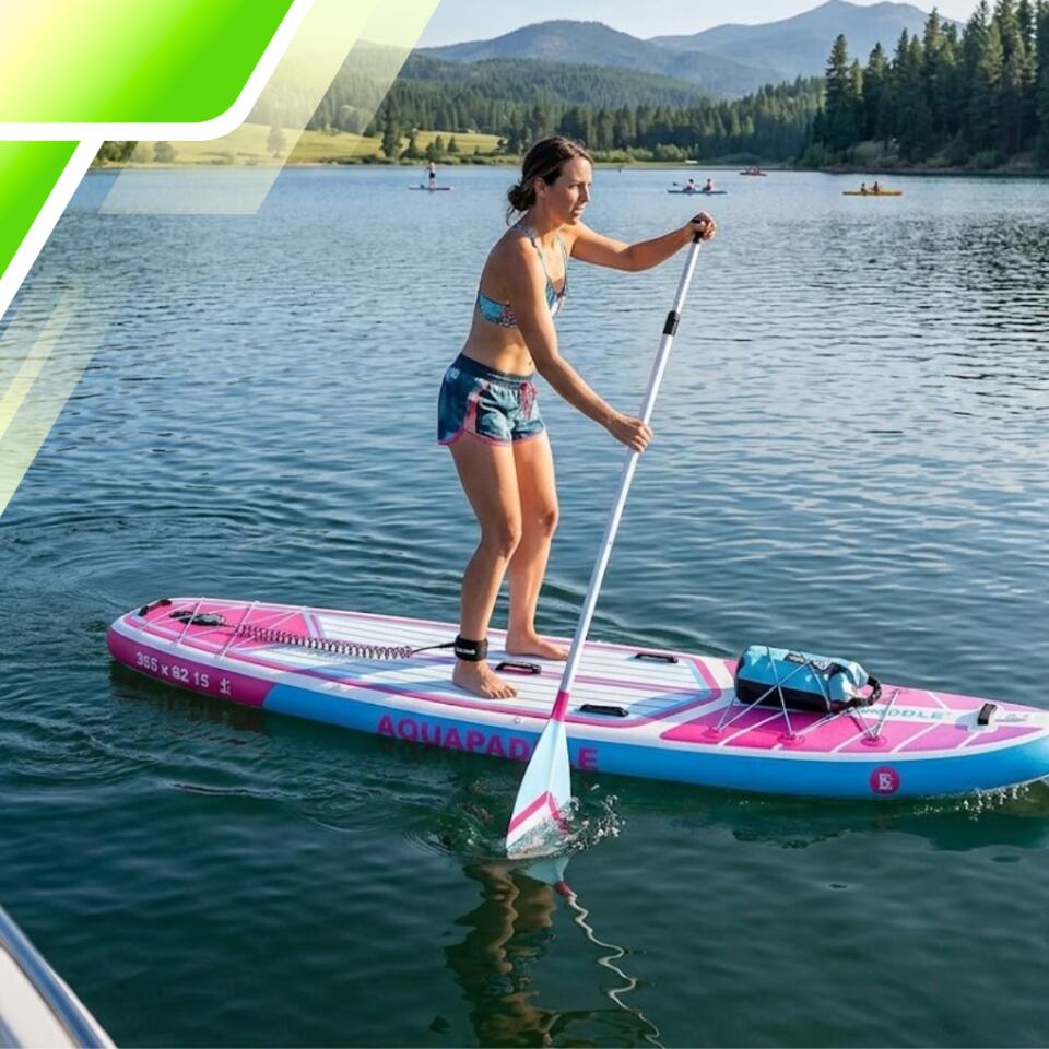 Deska SUP AquaPaddle 355x82x15 cm wiosło pompka zestaw plecak 200 kg 6/7