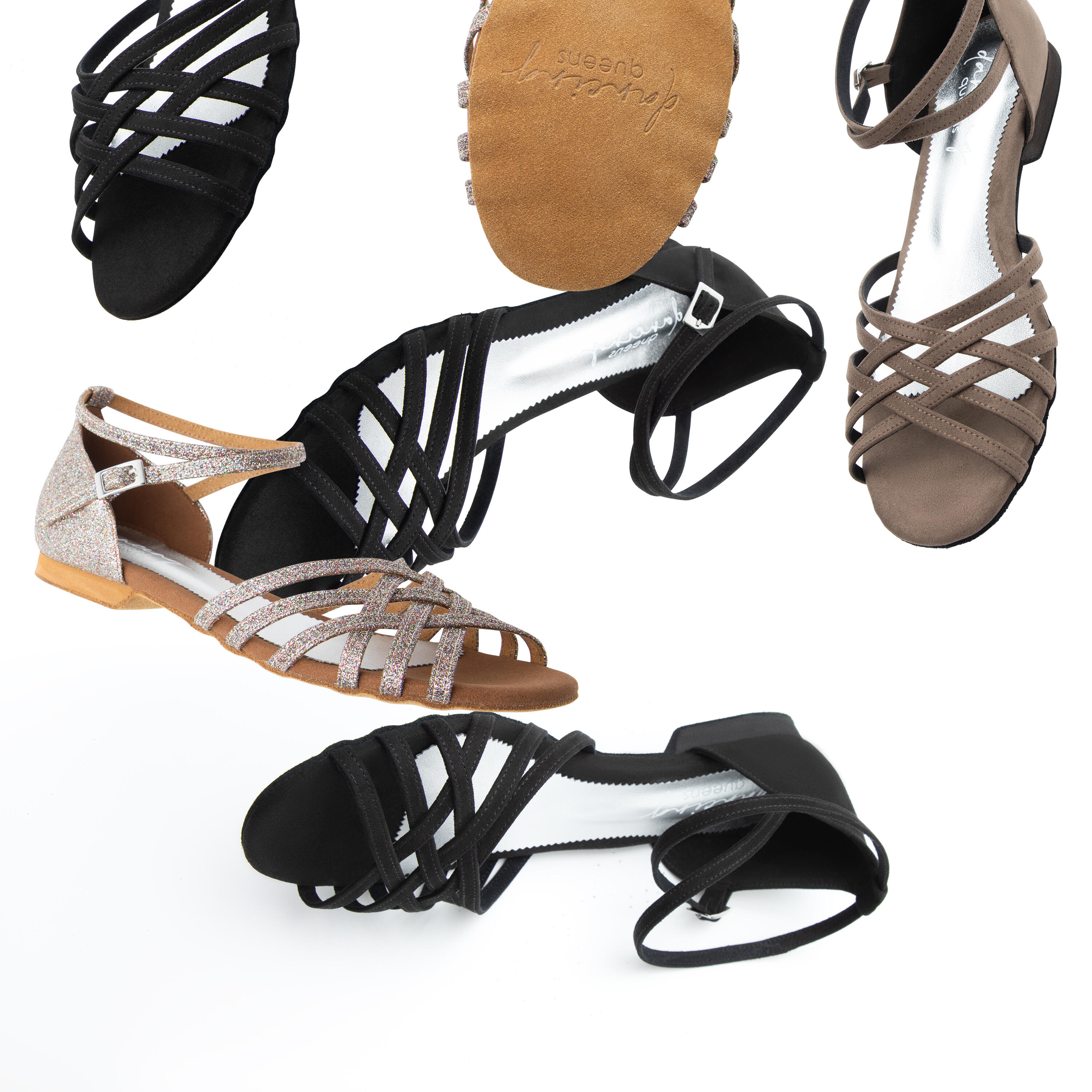 Dancing Queens Joy Mikrofaser – Tanzschuhe Damen flacher Absatz Salsa 6/7