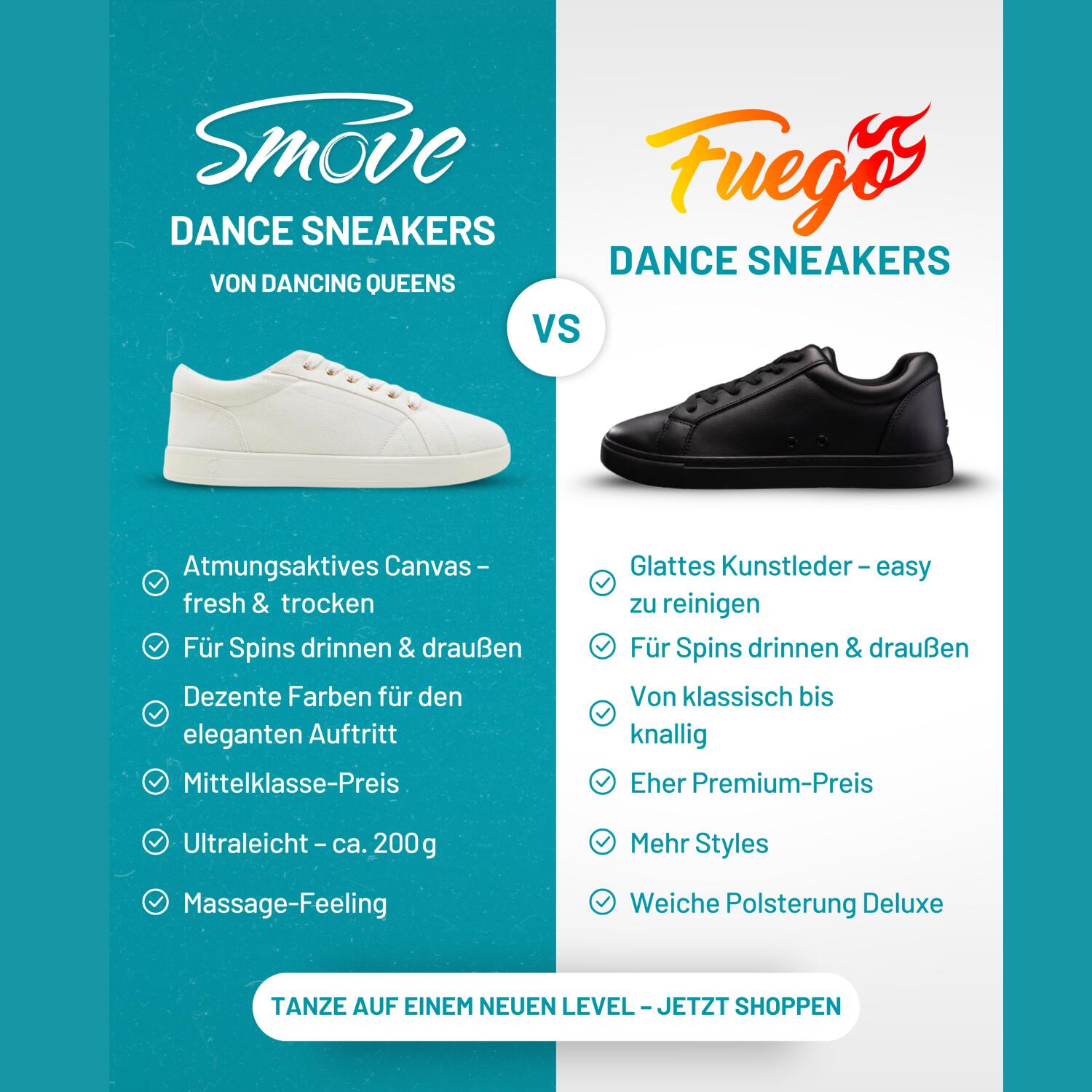 SMOVE Dance Sneaker Leinen – Tanzsport Damen Herren Salsa Standardtanz 7/7