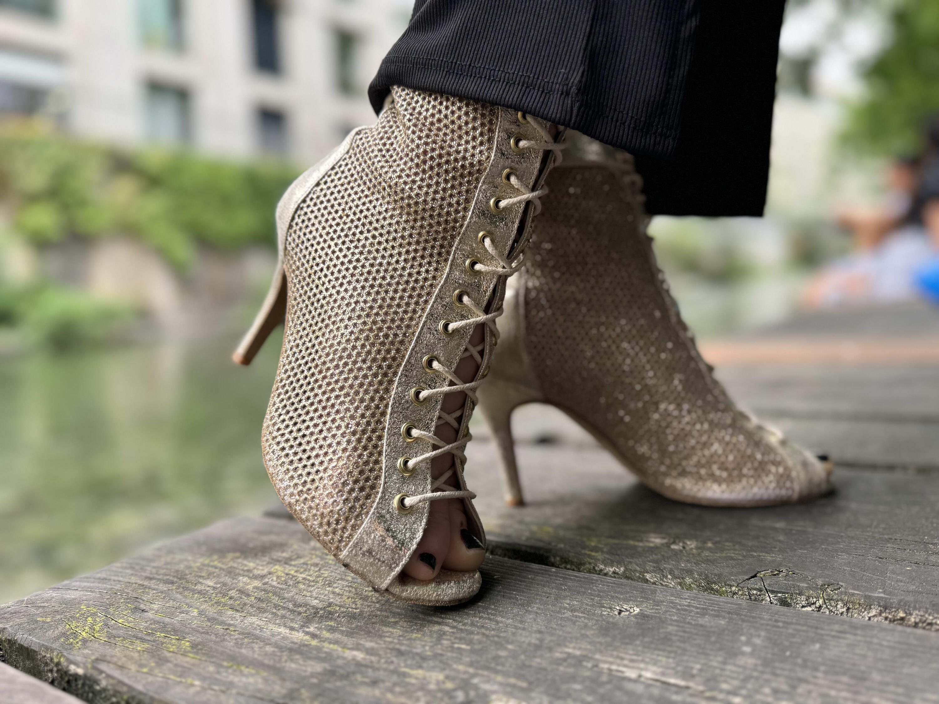 Magnet Aura dance shoes in gold glitter - 7.0 cm flare 7/7