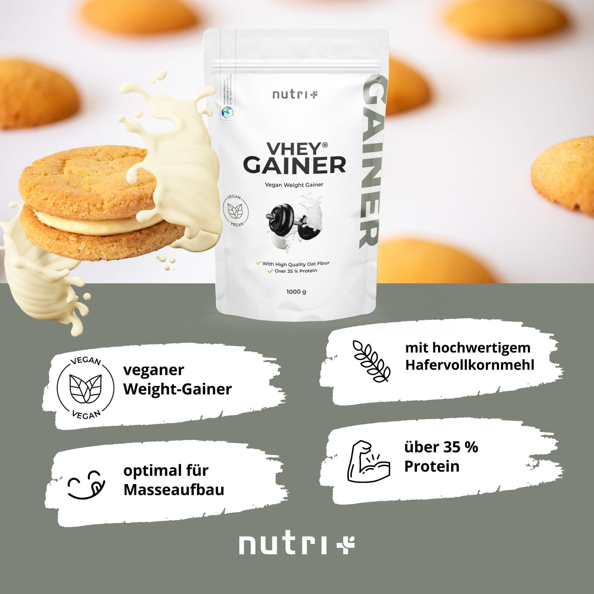 VHEY Gainer 1000 g - Galleta de vainilla 3/5