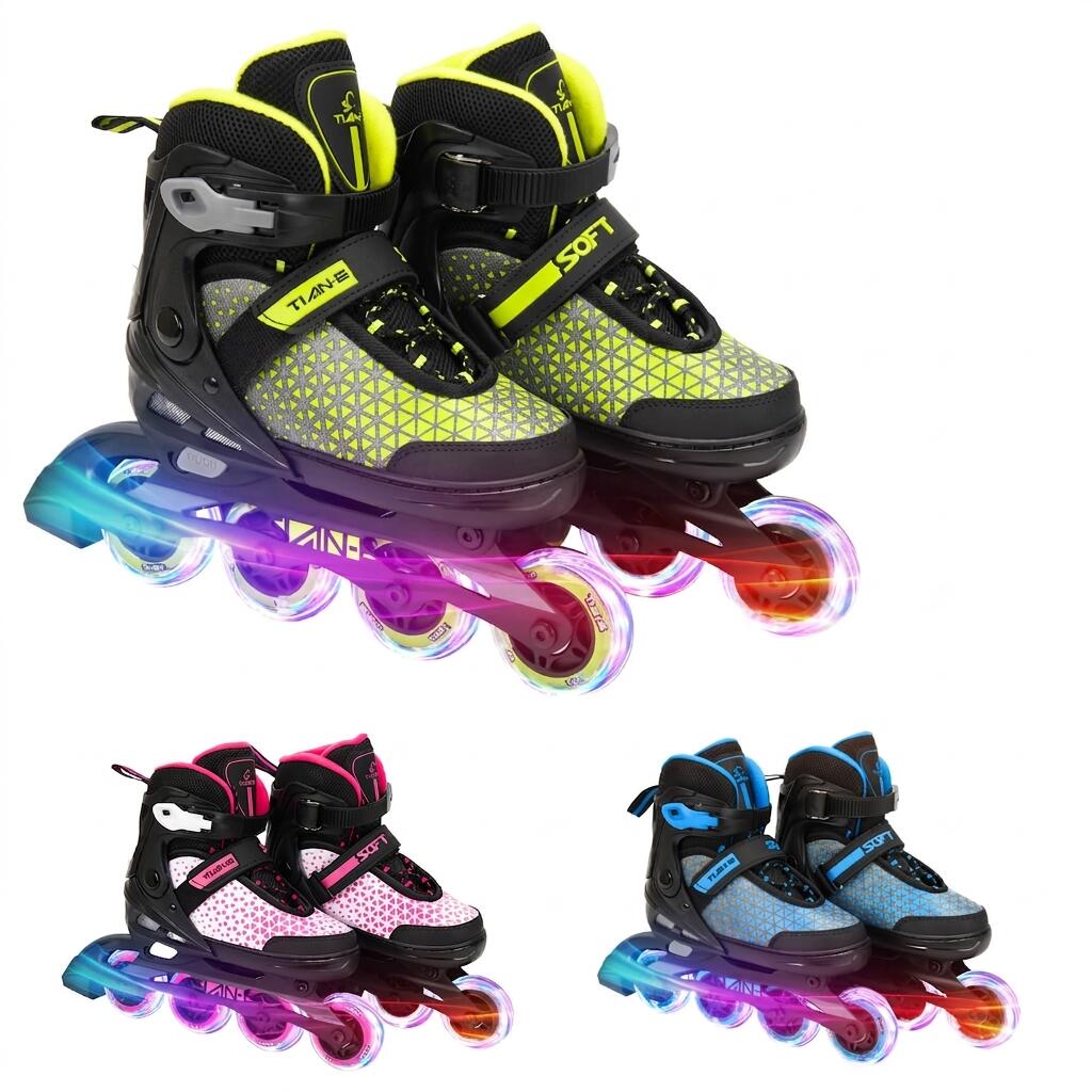Patines Línea Niños y Adolescentes Ruedas Luminosas Color Rosa 6/7