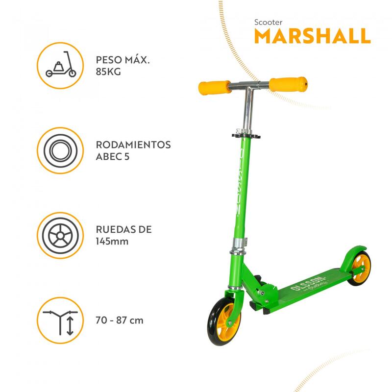 PATINETE MARSHALL. Freno trasero, peso max. 85KG y rodamientos ABEC 7