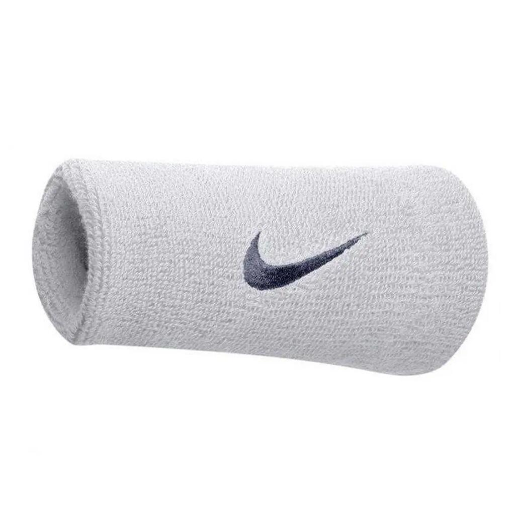 Swoosh Cotton Double Wide Wristband (White)