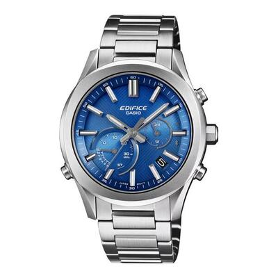 Casio chronograaf horloge zilverkleurig/blauw eqb-1300d-2aef