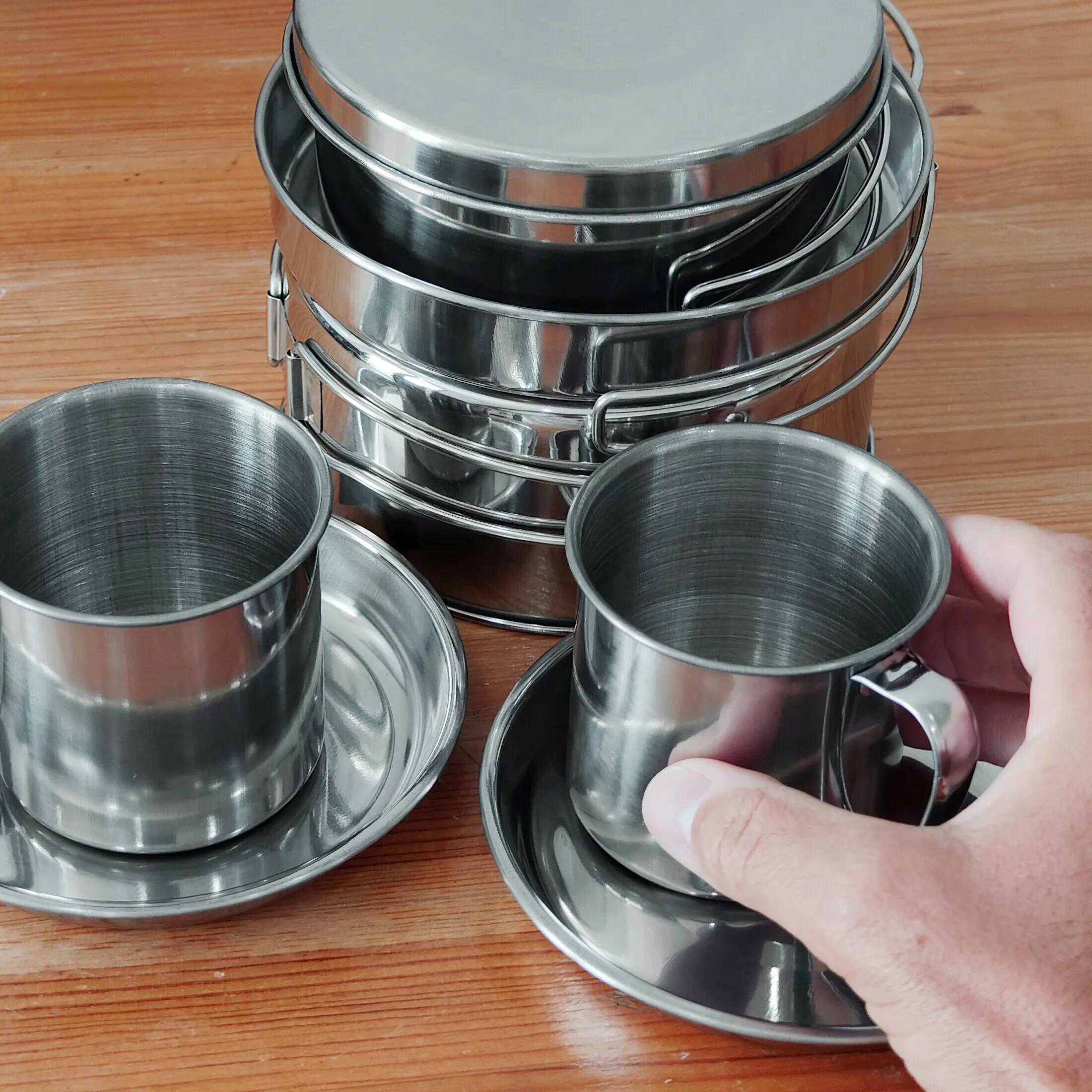 Juego de Cocina de Camping Compacto de Acero Inoxidable Highlander 4/5