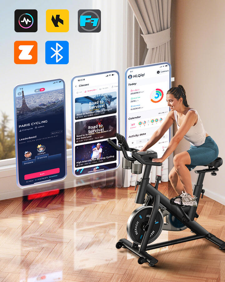Vélo d'appartement Merach, 16 niveaux, écran LED, app Bluetooth 3/7