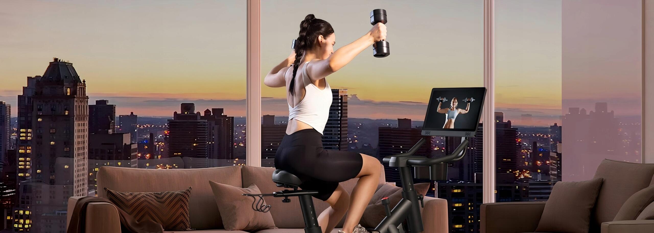 Vélo d'appartement magnétique 18327 8 niveaux 15,6" HD, Bluetooth 2/2