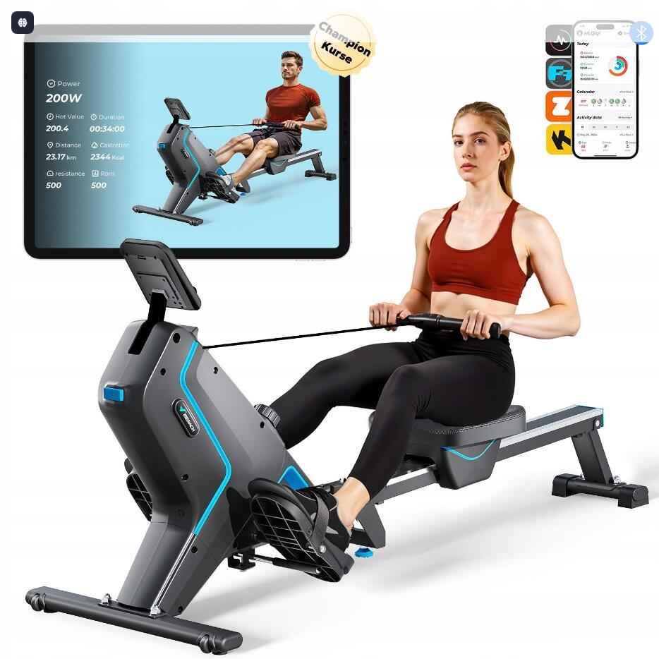 MERACH klappbares Rudergerät magnetisch 16 Stufen LCD-Display Tablet-Halter 2/7