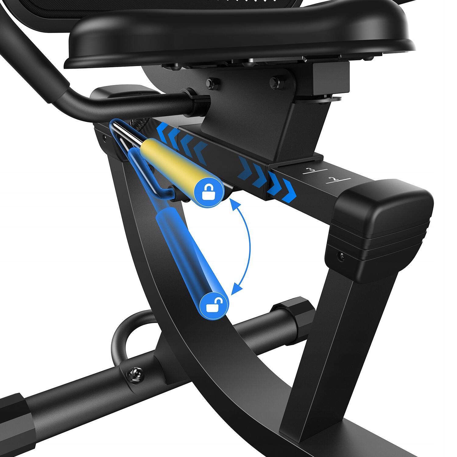 Vélo d'appartement semi-allongé magnétique 8 niveaux, Bluetooth, écran LCD 5/7