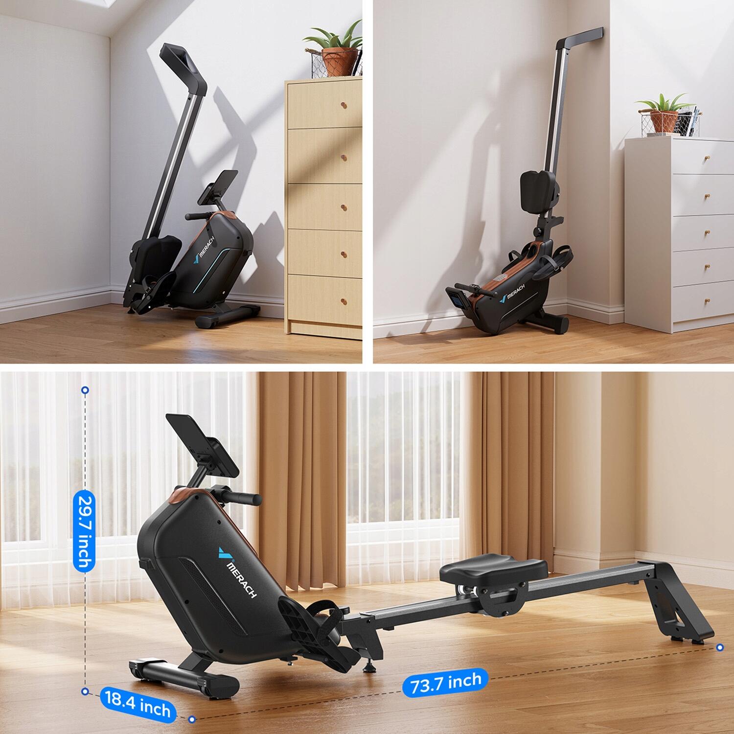 MERACH R15 Rudergerät klappbar 16 Widerstandsstufen selbstantrieb bis 158 kg 4/7