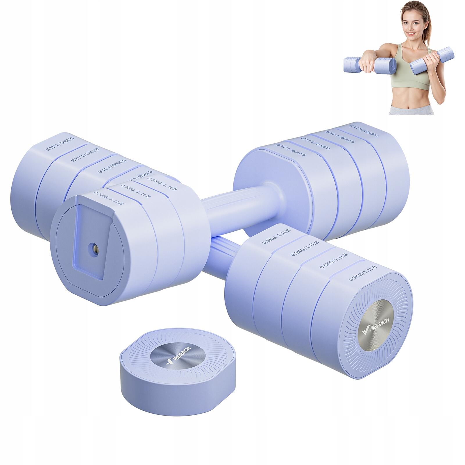 Verstellbare 4-in-1 Kurzhanteln 2er Set 1–8 kg, Stahl/ABS, Blau 3/7