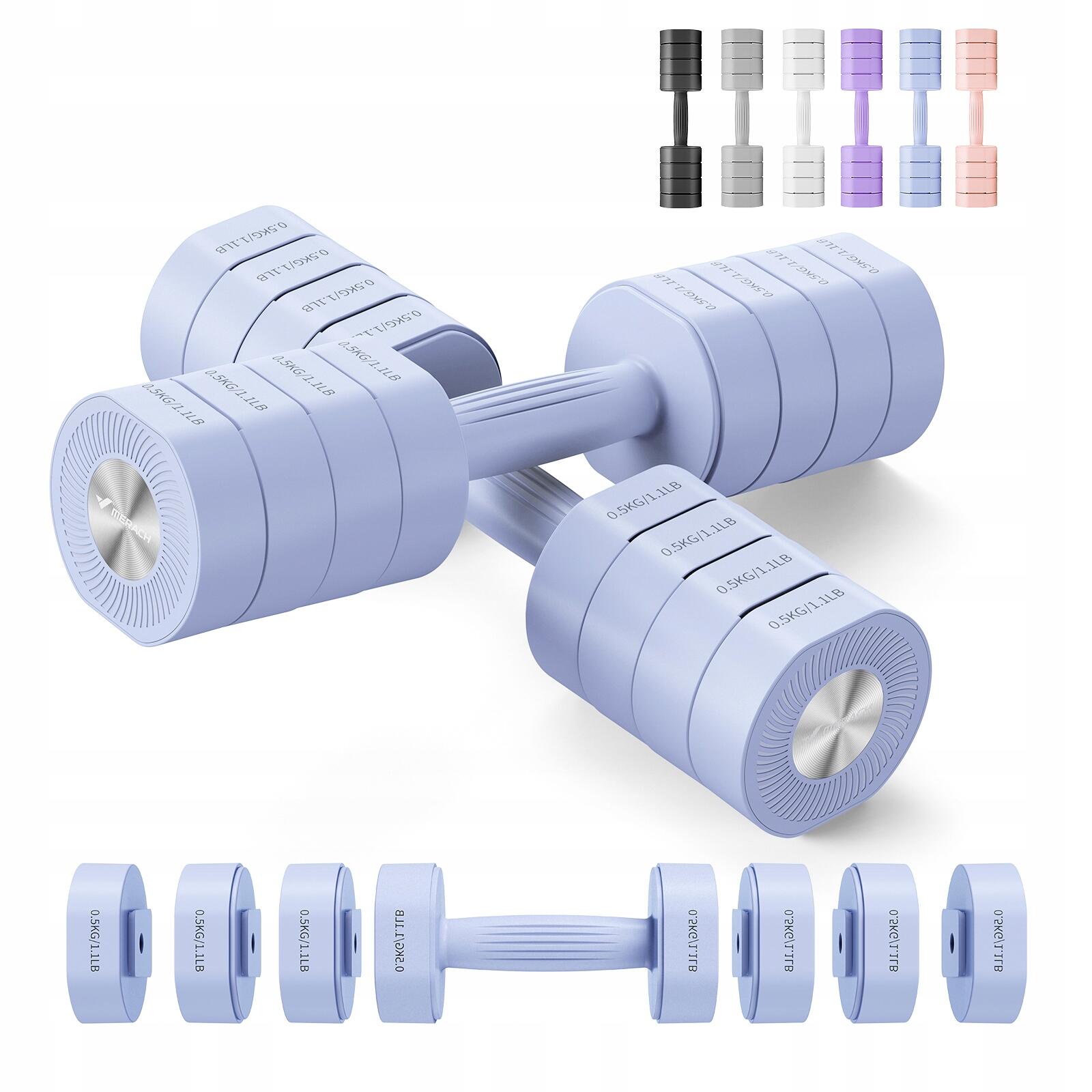 Verstellbare 4-in-1 Kurzhanteln 2er Set 1–8 kg, Stahl/ABS, Blau 2/7