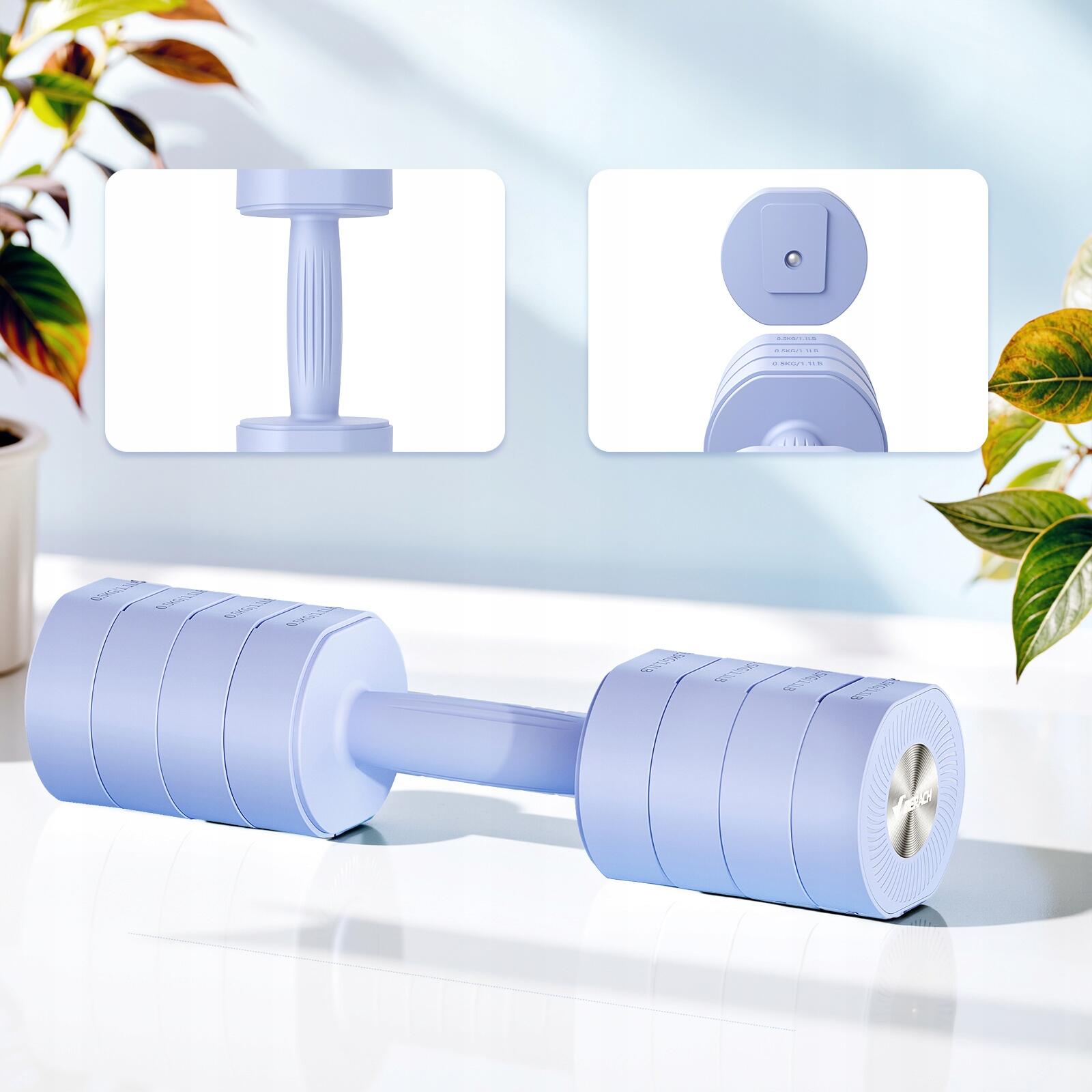 Verstellbare 4-in-1 Kurzhanteln 2er Set 1–8 kg, Stahl/ABS, Blau 7/7
