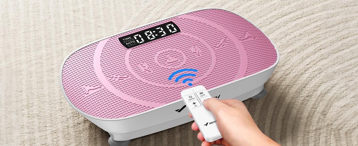 Plateforme vibrante compacte 100W, 11 niveaux, télécommande, rose 2/7