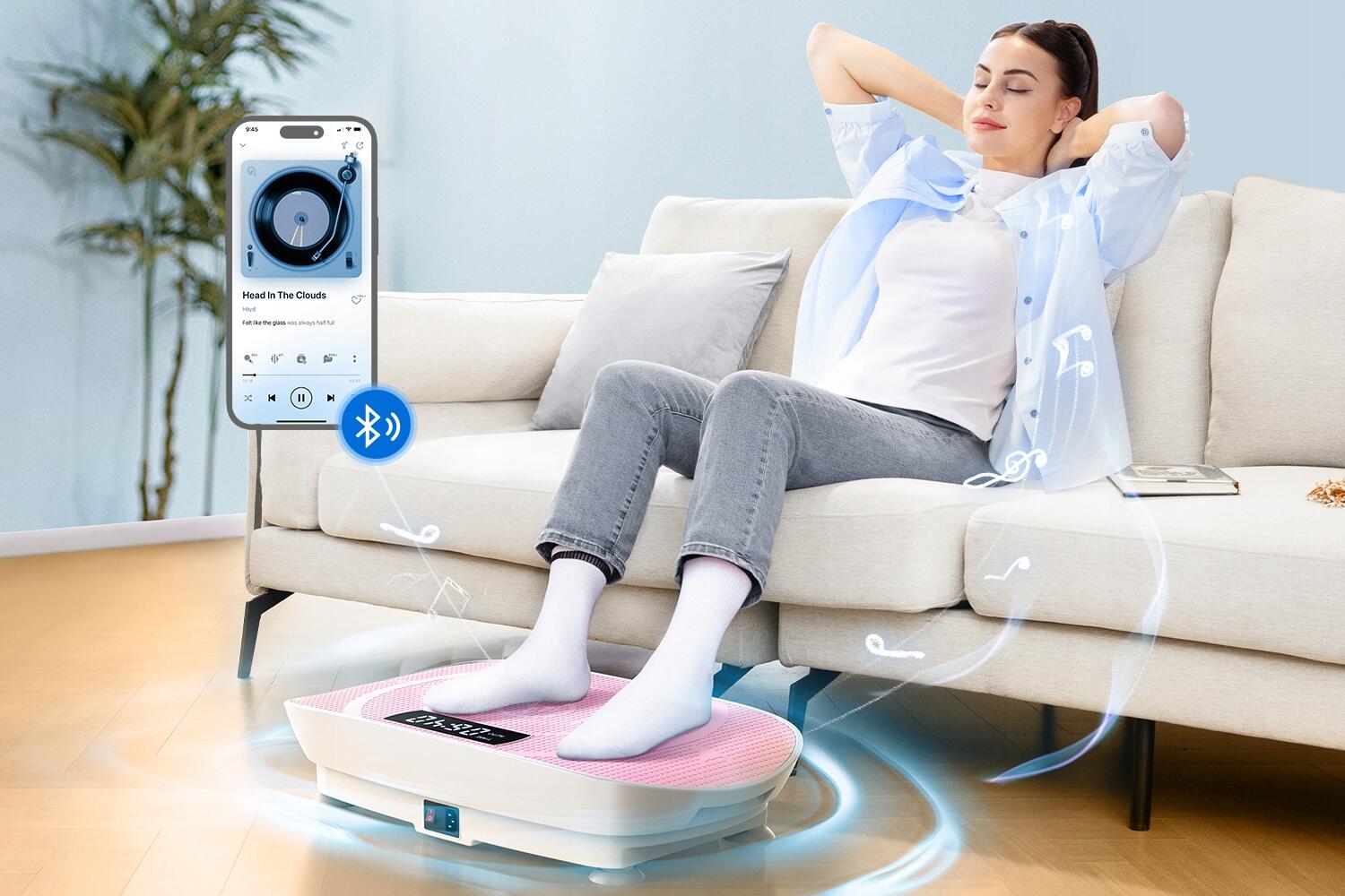 Plateforme vibrante MERACH avec télécommande, 10 vitesses, Bluetooth. 2/7