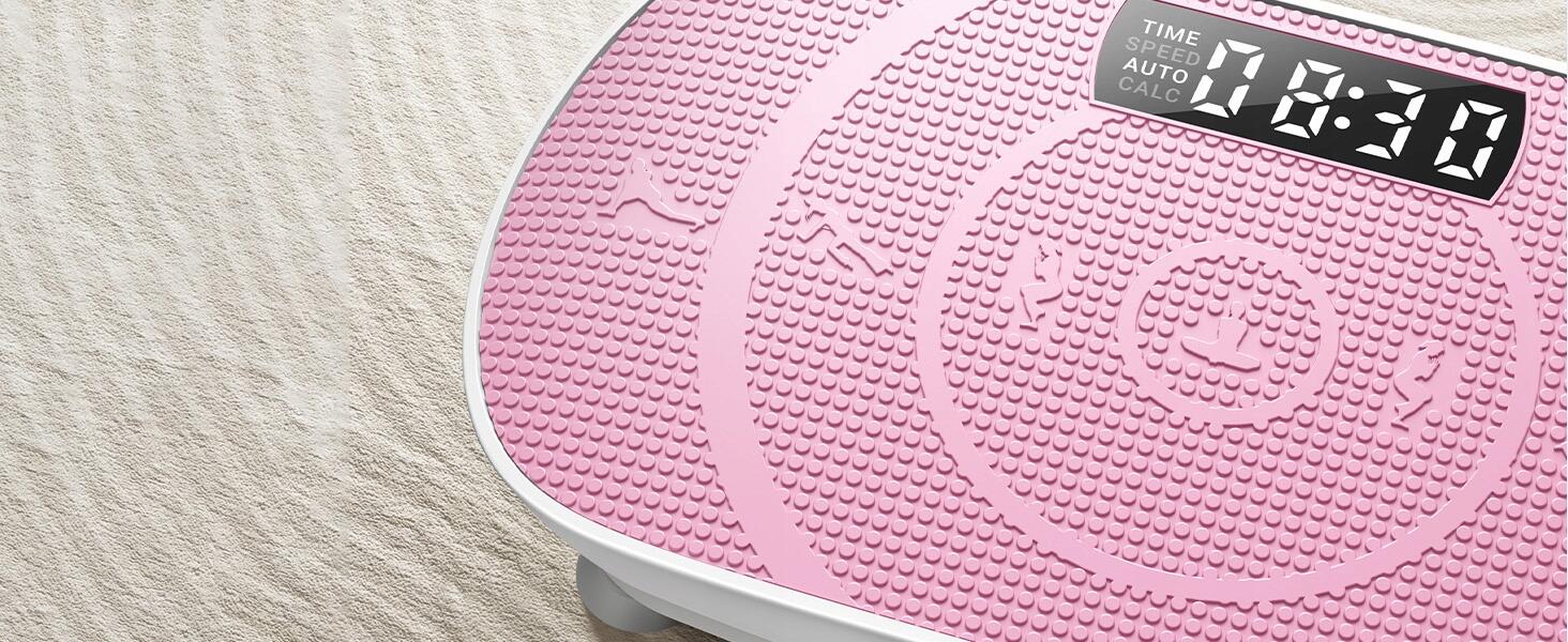 Plateforme vibrante compacte 100W, 11 niveaux, télécommande, rose 7/7