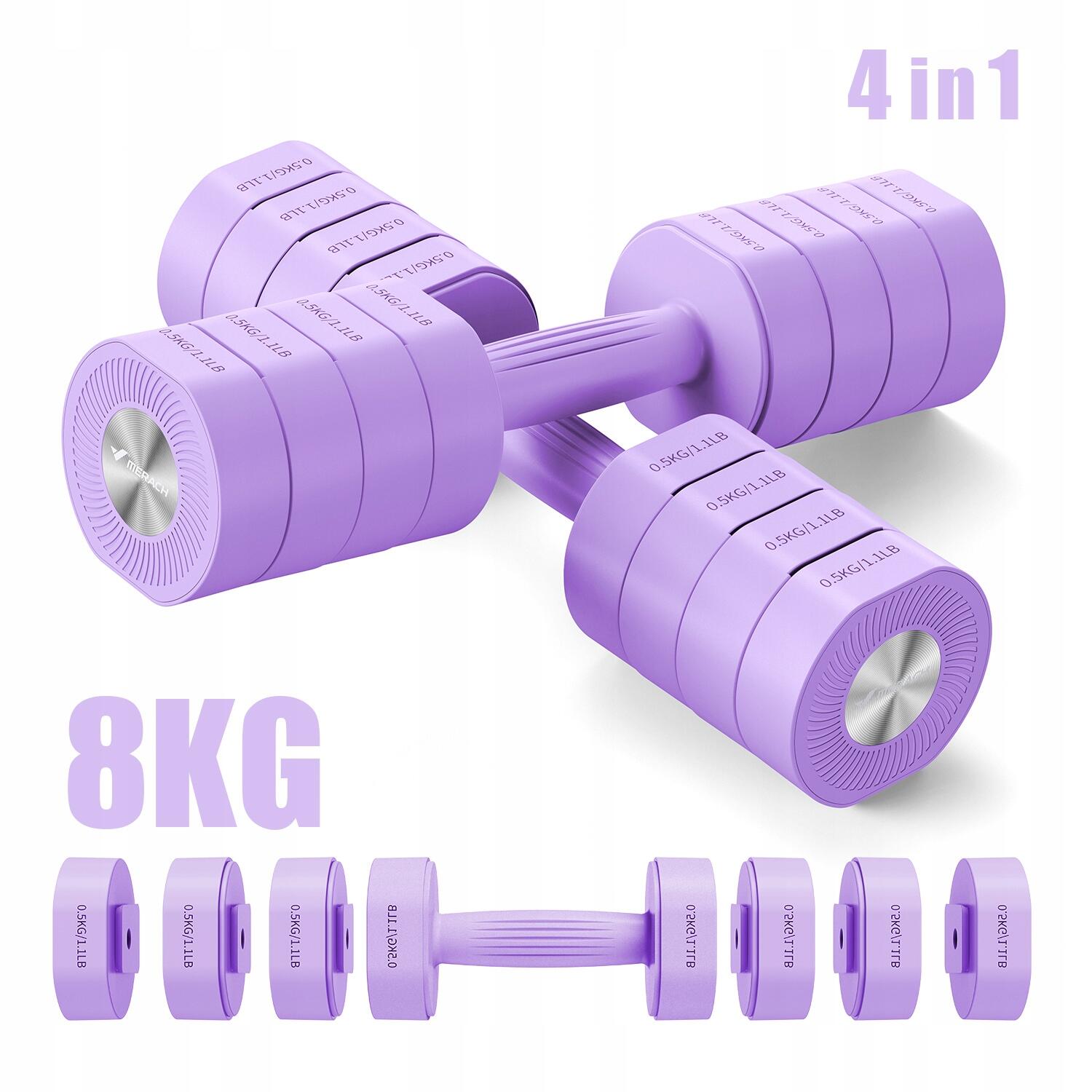 Haltères réglables 4-en-1 2 pièces 1–8 kg, violet 3/7