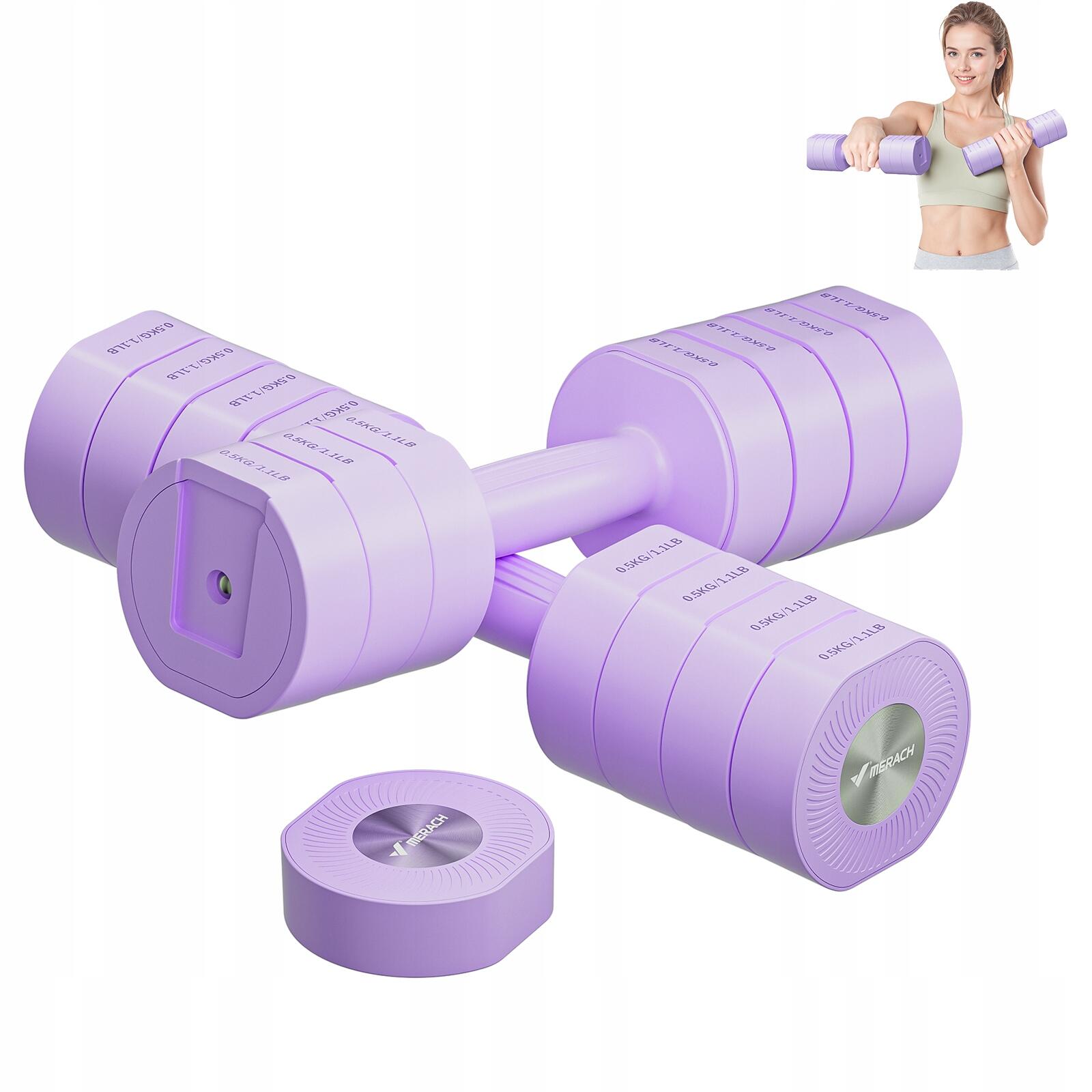 Haltères réglables 4-en-1 2 pièces 1–8 kg, violet 2/7