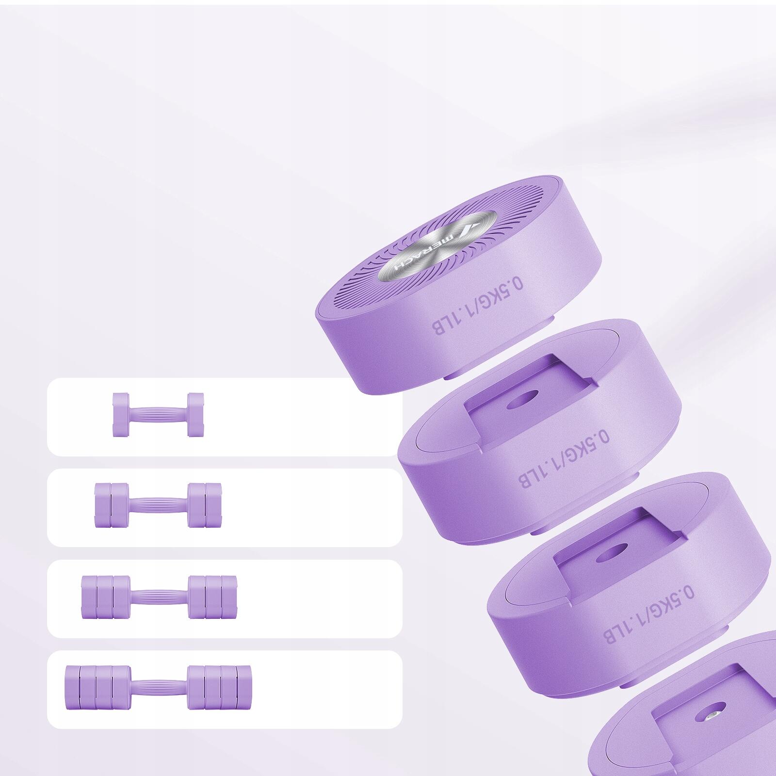Haltères réglables 4-en-1 2 pièces 1–8 kg, violet 4/7
