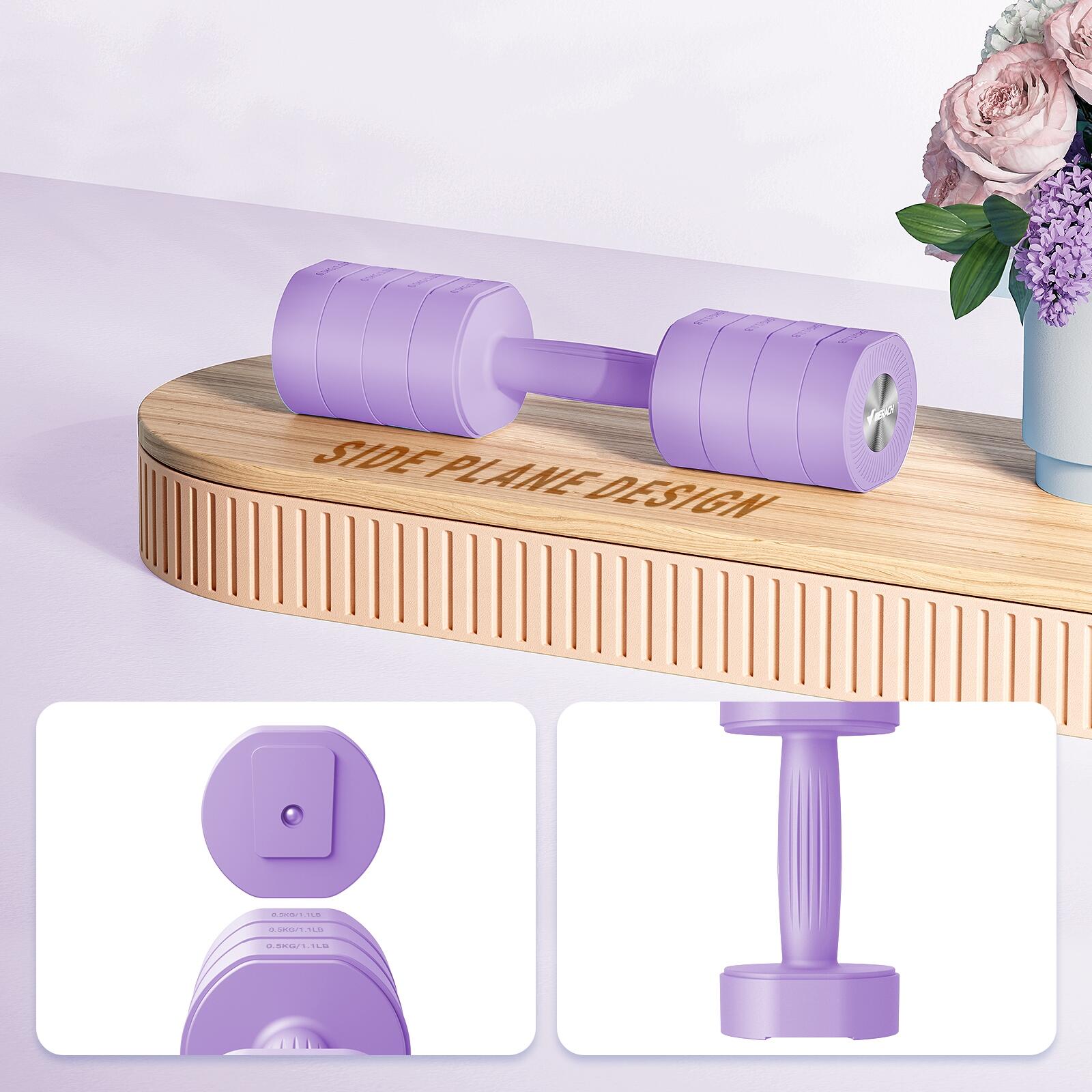 Haltères réglables 4-en-1 2 pièces 1–8 kg, violet 6/7