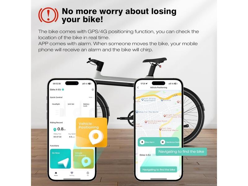 Bicicleta Elétrica Urbana 700C GPS 4G EBIKE-X 7/7