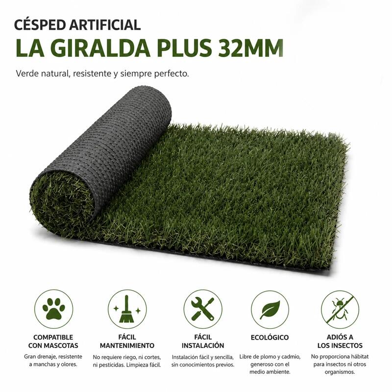 Pavimentos Arquiservi® - Relva Artificial Giralda Plus 32mm / Corte 2x10m (20m²) 1/7