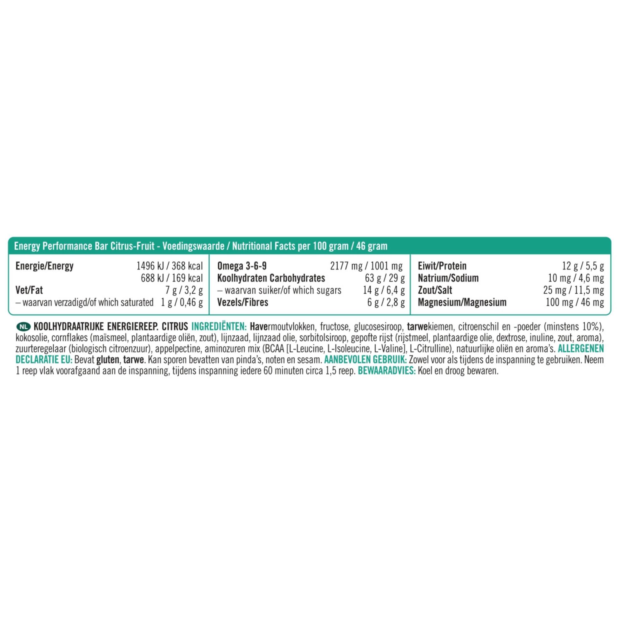 Energy Performance Bar - Havermout sportreep - Citrus Fruit - 12 stuks 3/3