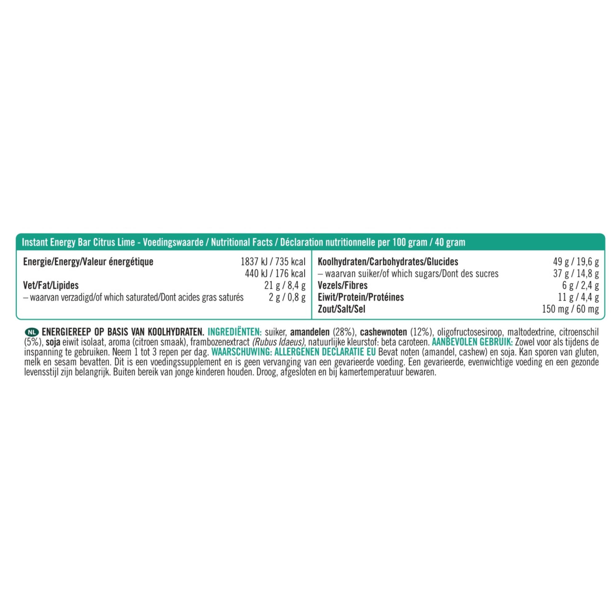 Instant Energy Bar - Energiereep - Noten & Fruit - Citrus Lime - 12 stuks 3/3