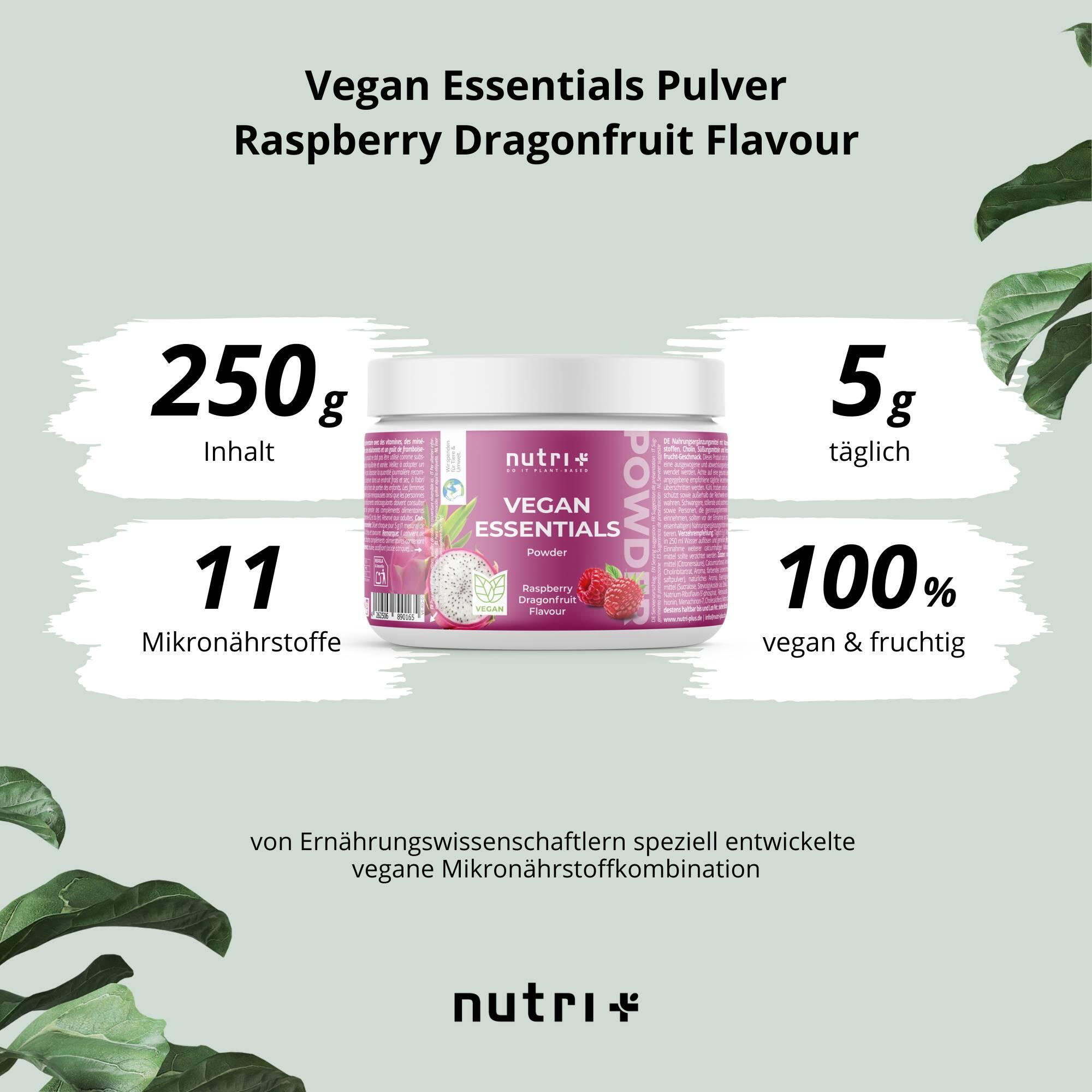 Vegan Essentials Vitaminpulver - Raspberry Dragonfruit 250g 5/5