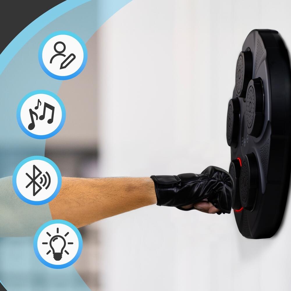 Machine de boxe 9 modes Comprend des gants Lumières Écran LED et Bluetooth 3/7