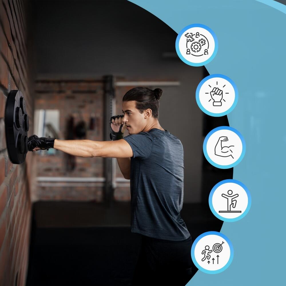 Machine de boxe 9 modes Comprend des gants Lumières Écran LED et Bluetooth 7/7
