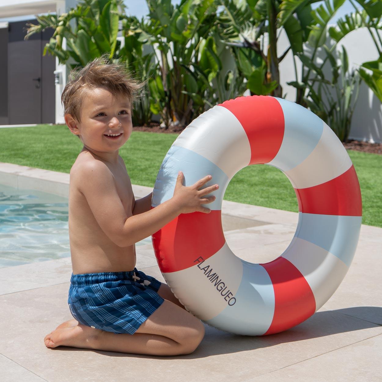 Flamingueo Bouée Enfant Gonflable Double Valve PVC Donut Multicolore 4/7