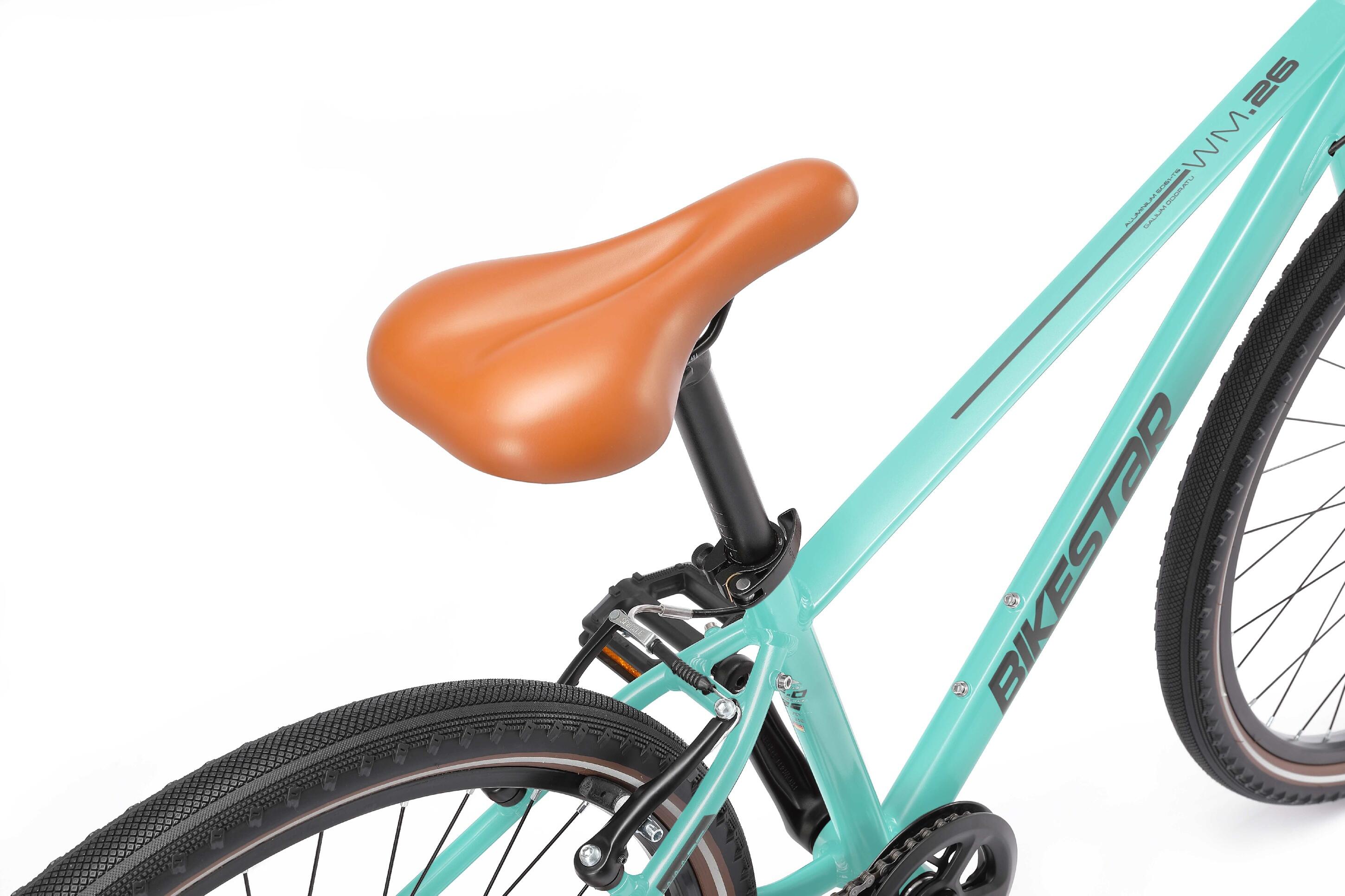 Stadsfiets 26" van aluminium, lichtgewicht 10 kg, 9 versnellingen Shimano 5/7