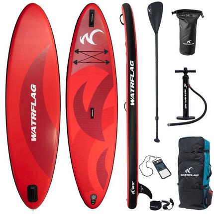 Premium SUP Board - WATRFLAG Flow Red 10'2" -Set- ALLROUND + EXTRA Bag Pack