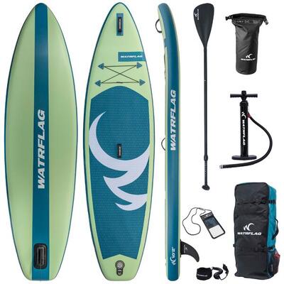 Premium sup board - watrflag spinner green 10'2" allround + extra bag pack