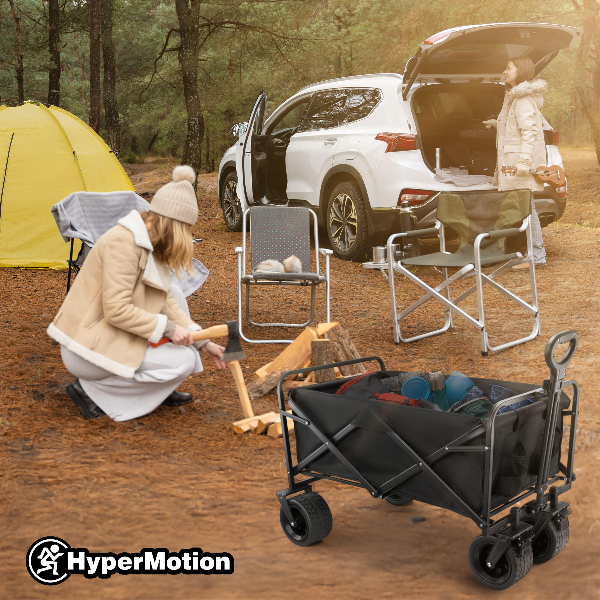 Opvouwbare Transportkar Bolderkar Strandkar Tuinwagen Camping 100L Max 120kg 2/7