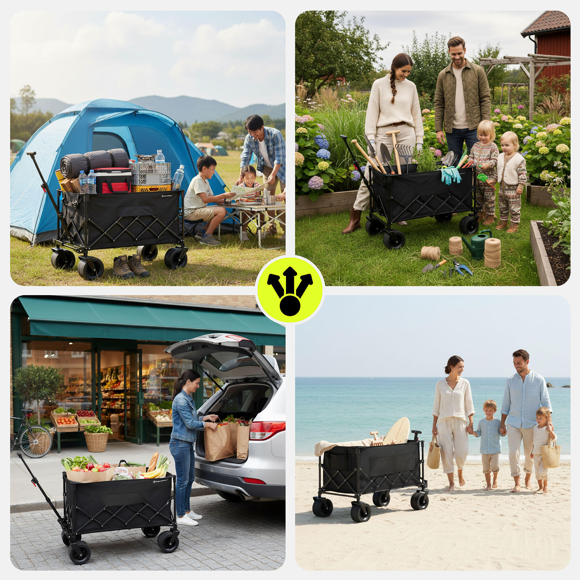 Opvouwbare Transportkar Bolderkar Strandkar Tuinwagen Camping XL 200L Max 80kg 2/7