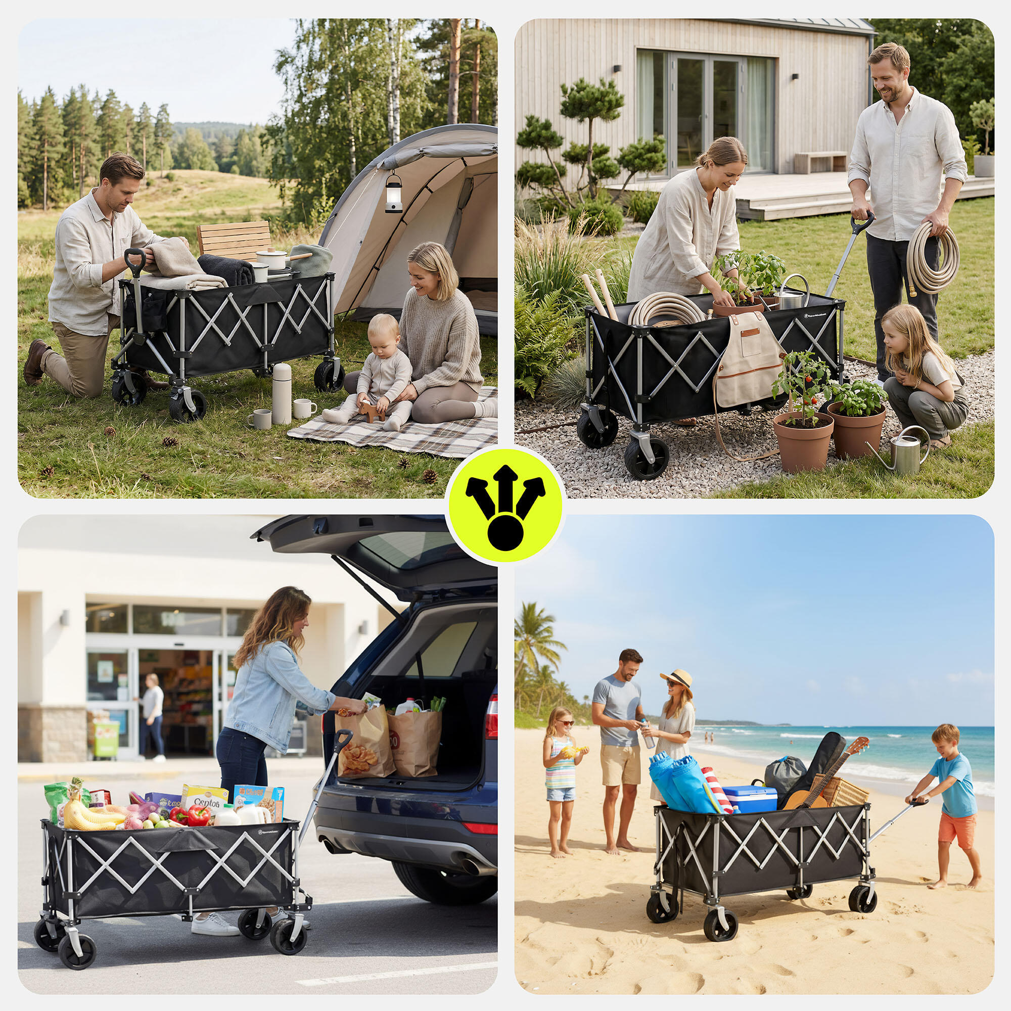 Opvouwbare Transportkar Bolderkar Strandkar Tuinwagen Camping XXL 250L Max 100kg 2/7
