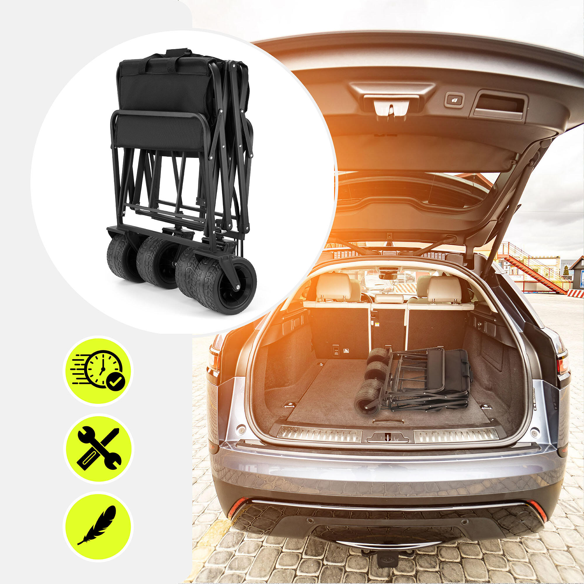 Opvouwbare Transportkar Bolderkar Strandkar Tuinwagen Camping 100L Max 120kg 5/7