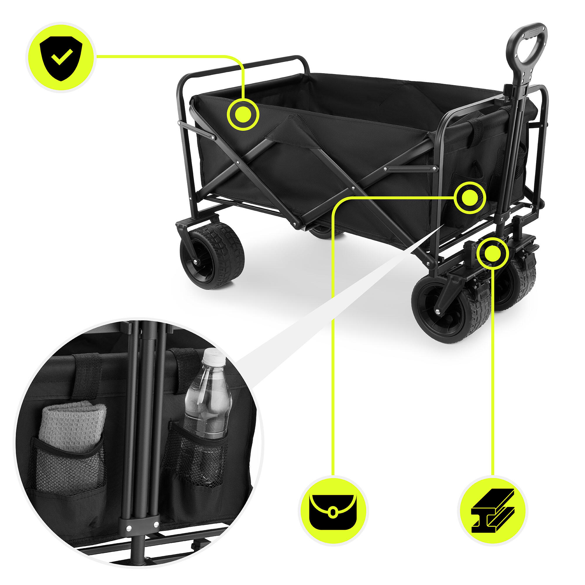 Opvouwbare Transportkar Bolderkar Strandkar Tuinwagen Camping 100L Max 120kg 7/7