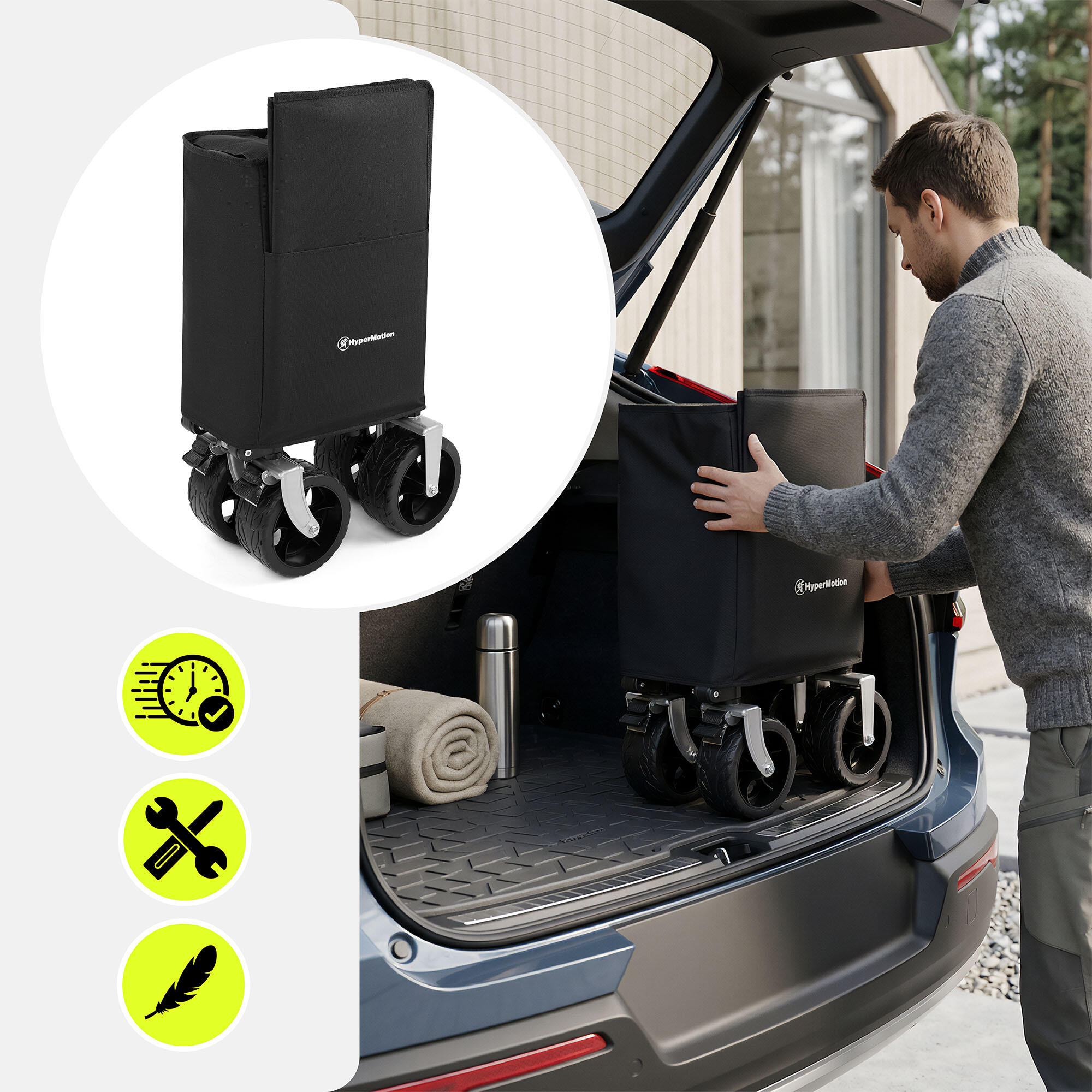 Opvouwbare Transportkar Bolderkar Strandkar Tuinwagen Camping XXL 250L Max 100kg 7/7