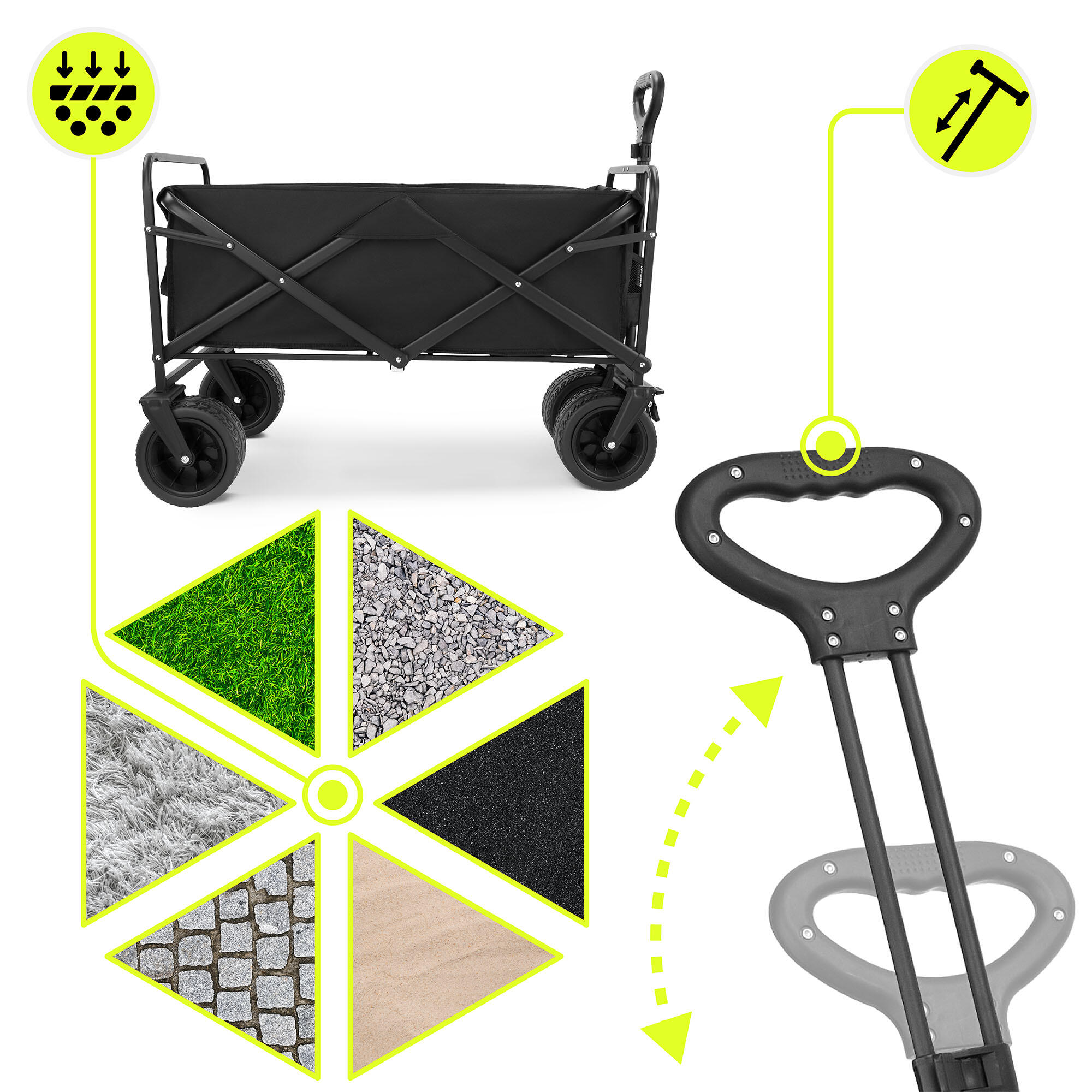 Opvouwbare Transportkar Bolderkar Strandkar Tuinwagen Camping 100L Max 120kg 4/7