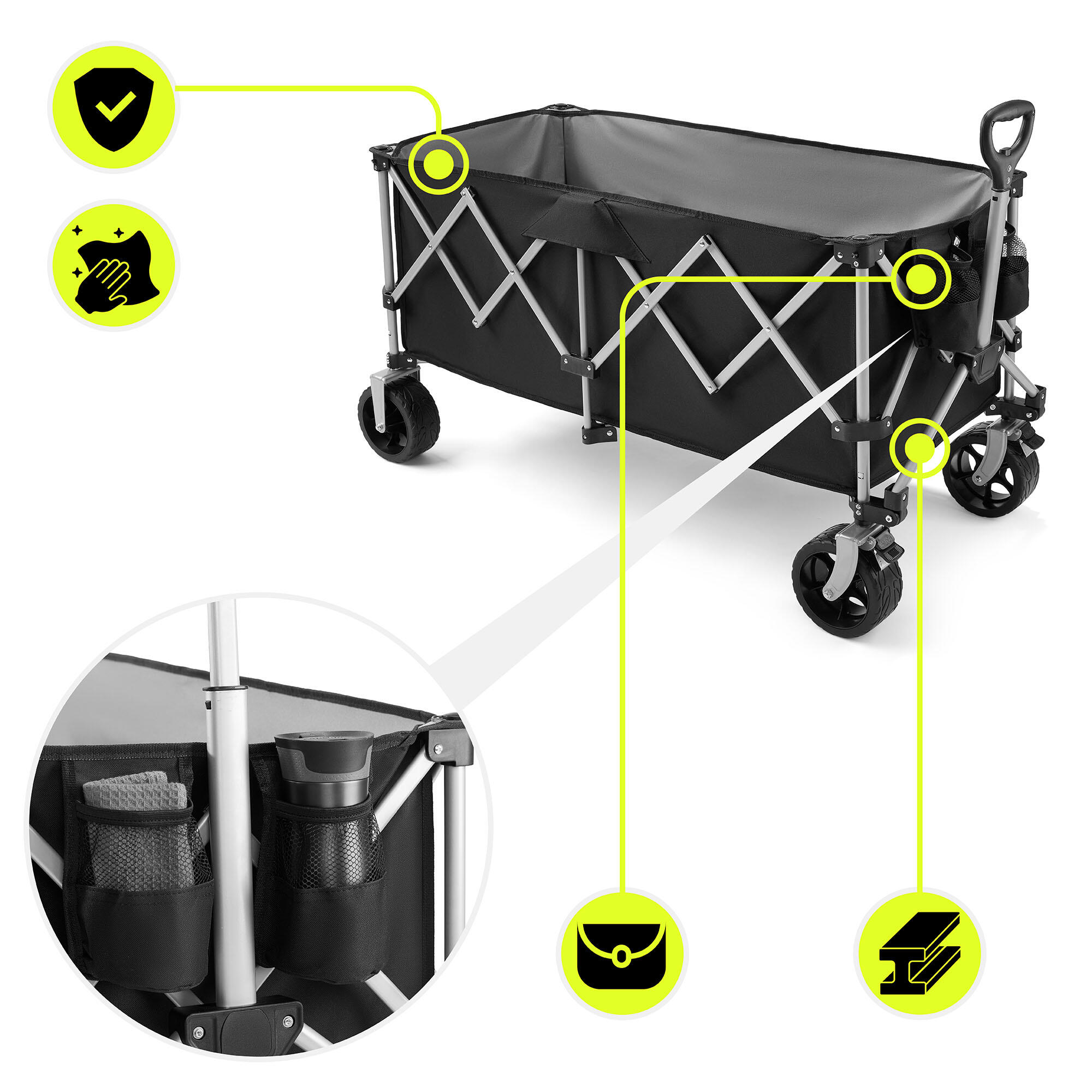 Opvouwbare Transportkar Bolderkar Strandkar Tuinwagen Camping XXL 250L Max 100kg 4/7