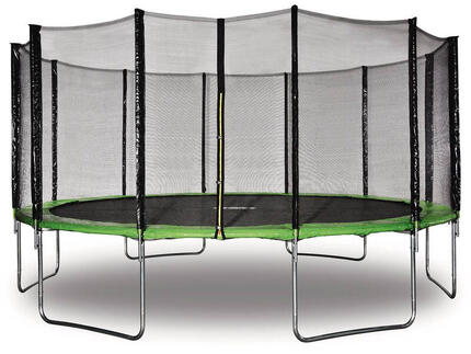 Trampoline Yoopi - Ø 4.90 m - Vert - Avec filet + échelle + couverture + kit