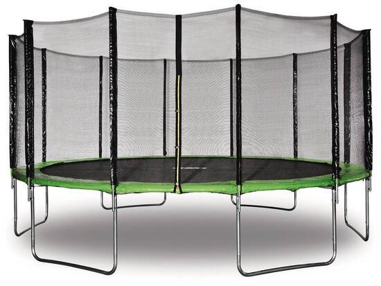 Trampoline Yoopi - Ø 4.90 m - Vert - Avec filet + échelle + couverture + kit