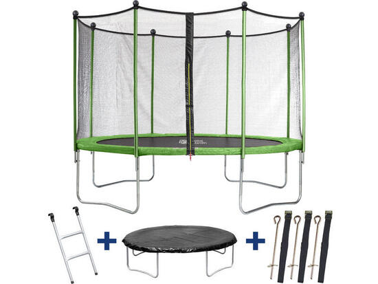 Trampoline Yoopi - Ø 4.25 m - Avec Filet + Echelle + Couverture + Kit d'ancrag