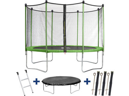Trampoline Yoopi 2 - Ø 4.25 m - Avec filet + échelle + couverture + kit d'ancr