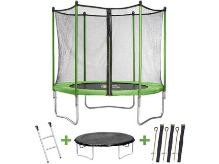 Trampoline Yoopi 2 - Ø 3.05 m - Avec filet + échelle + couverture + kit d'ancr