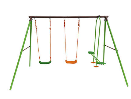 Tuinschommel metaal tuin schommel Leo - 1.96 m - 3 speeltoestellen